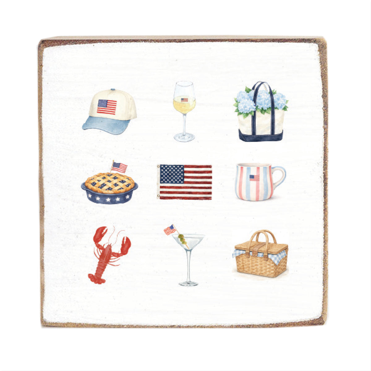 American Summer Icons Block Sign