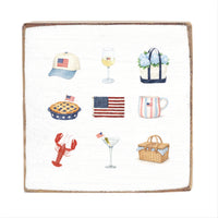 American Summer Icons Block Sign