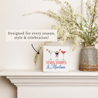 Stars Stripes & Martinis Block Sign