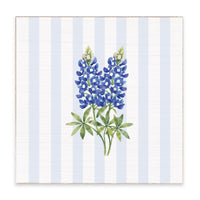 Texas Bluebonnet Stripe Flower Print Block Sign