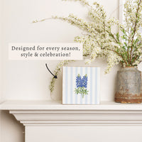 Texas Bluebonnet Stripe Flower Print Block Sign