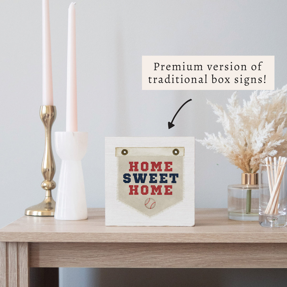 Baseball Home Sweet Red Blue Block Sign