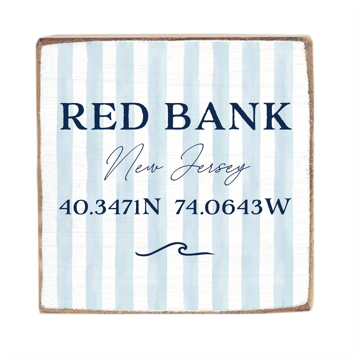Blue Stripes Coordinates Personalized Block Sign