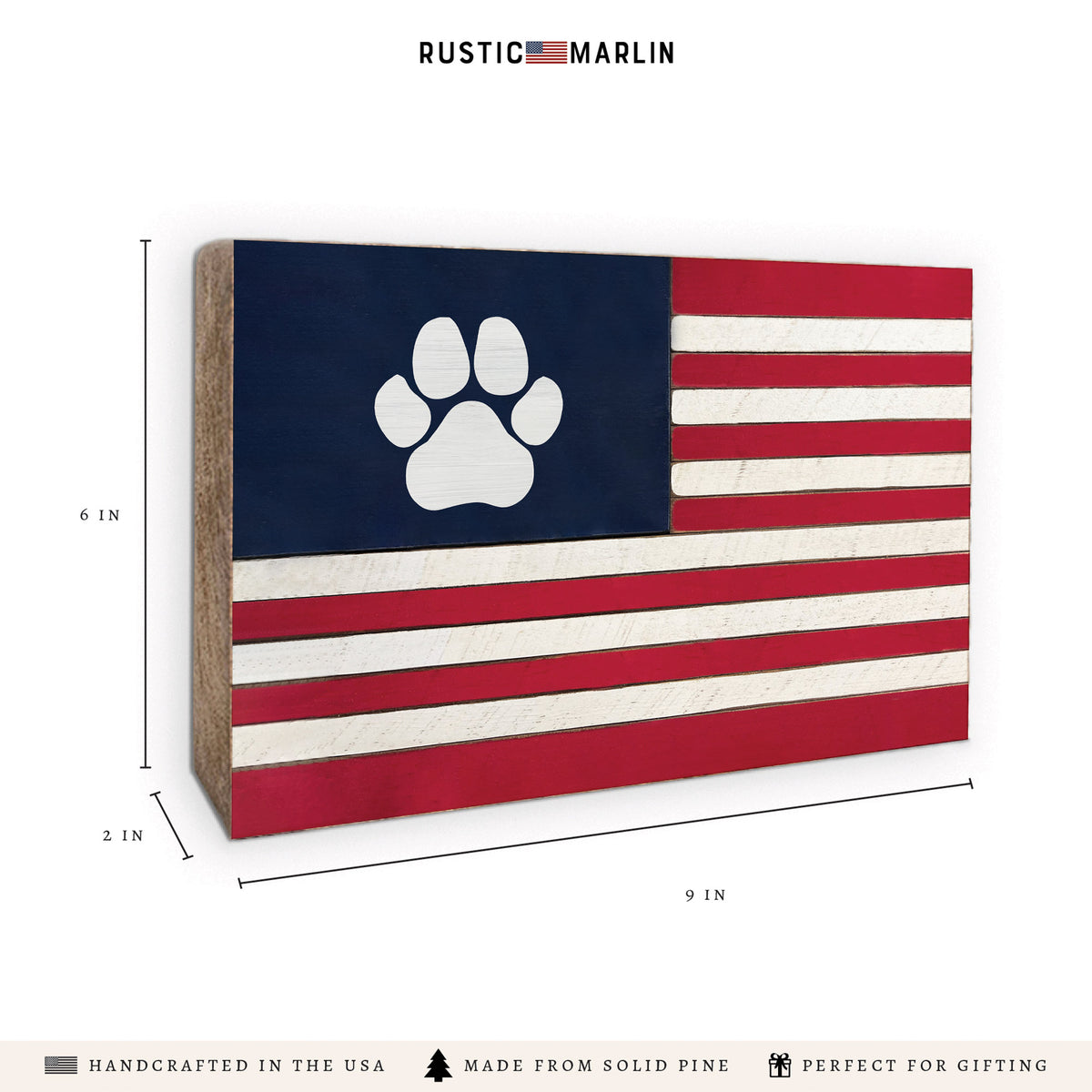 American Flag Paw Block Sign