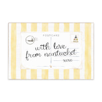 Nantucket Postcard Yellow Stripe Wooden Block Sign