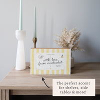 Nantucket Postcard Yellow Stripe Wooden Block Sign