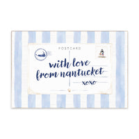 Nantucket Postcard Blue Stripe Block Sign