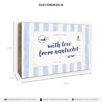 Nantucket Postcard Blue Stripe Block Sign