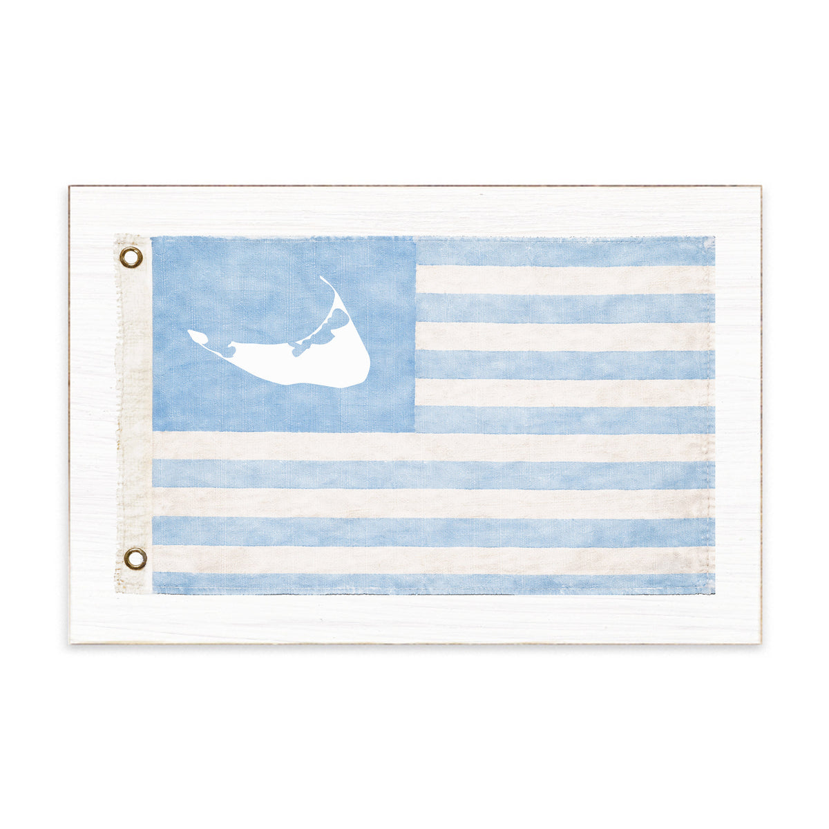 Nantucket Light Blue American Flag Block Sign
