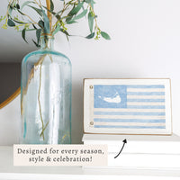 Nantucket Light Blue American Flag Block Sign