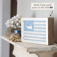 Nantucket Light Blue American Flag Block Sign
