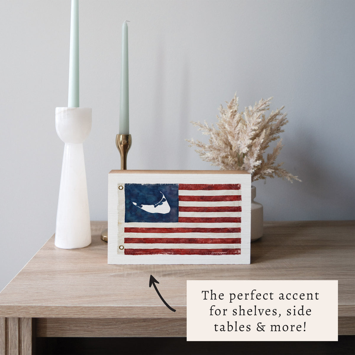 Nantucket American Vintage Flag Block Sign