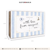 Newport Postcard Blue Stripe Block Sign