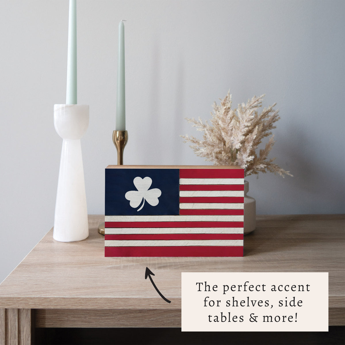 American Flag Shamrock Block Sign