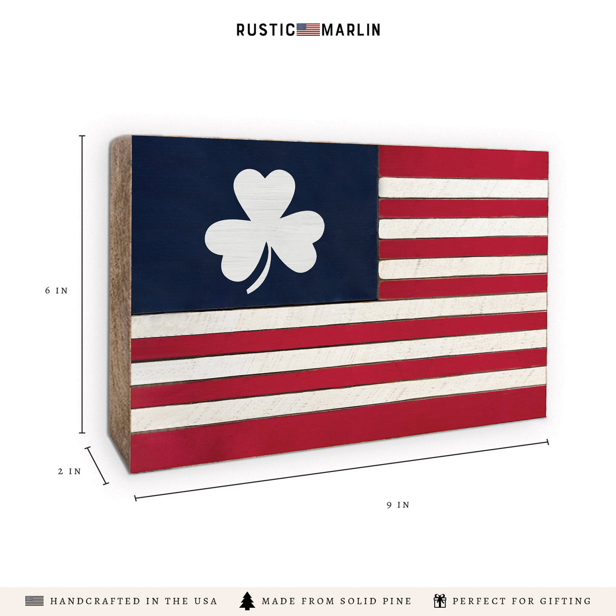American Flag Shamrock Block Sign