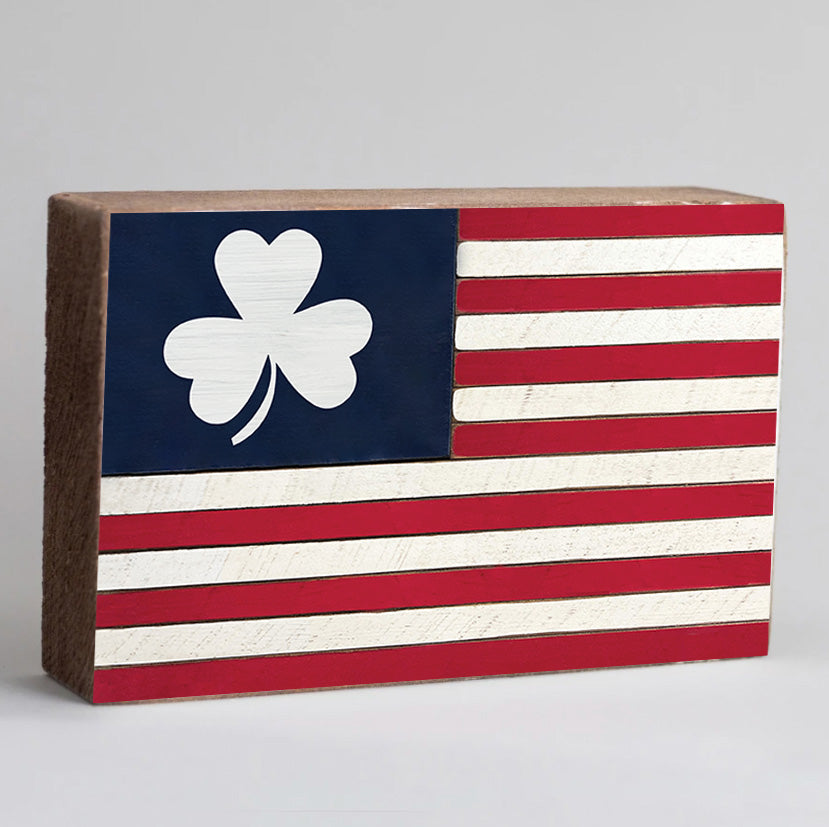 American Flag Shamrock Block Sign
