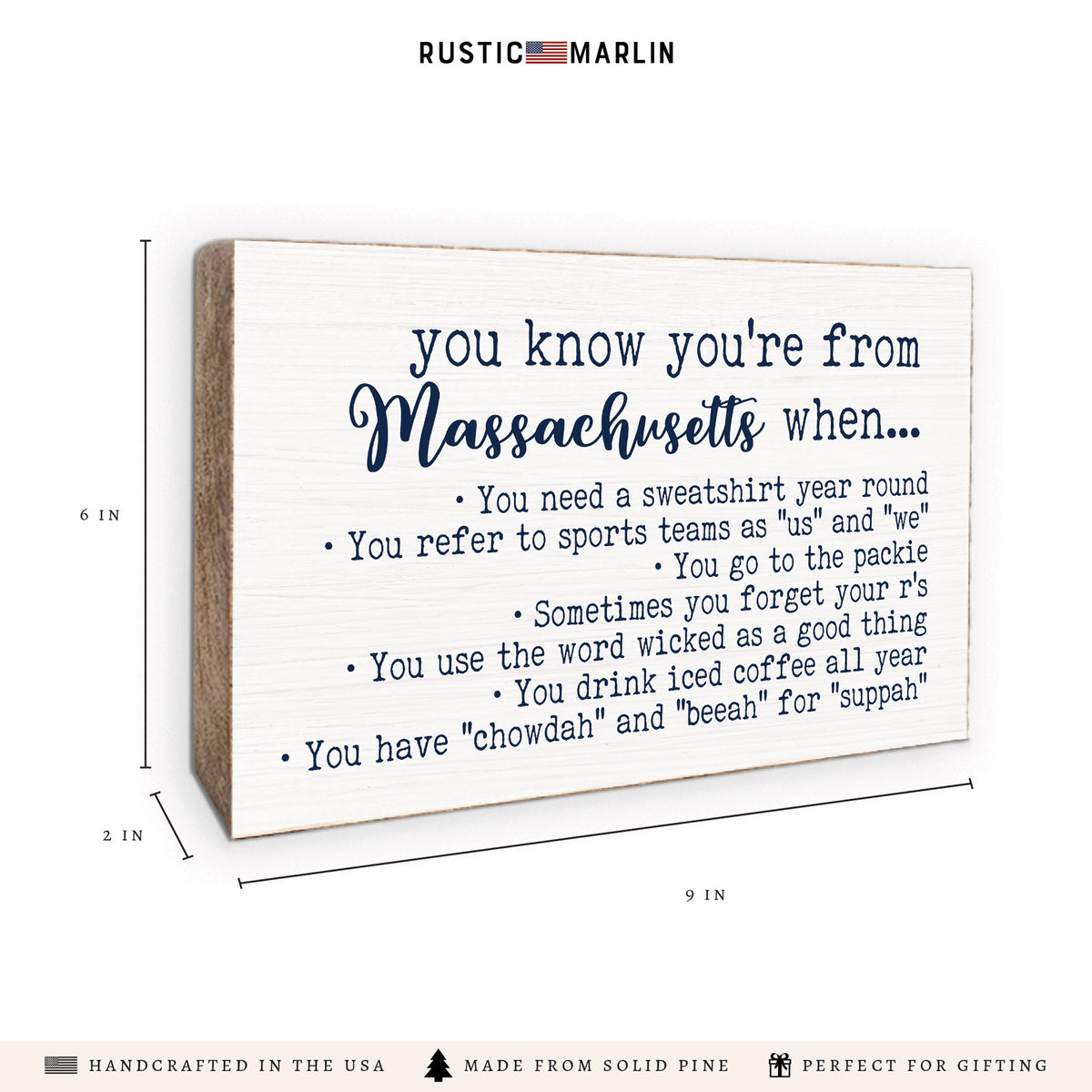 You Know You're From Massachusetts Block Sign