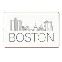 Line Art Boston Skyline Wood Block