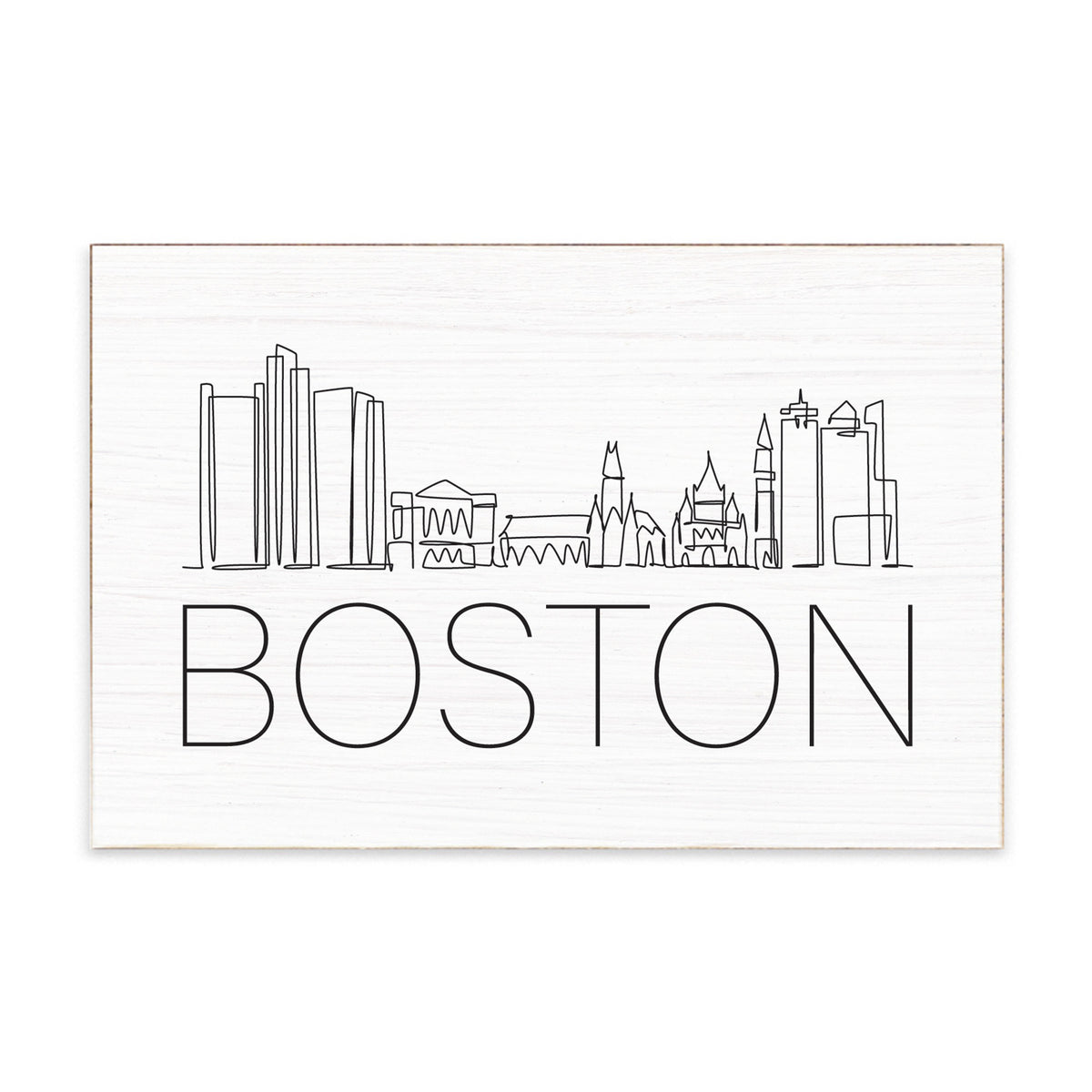 Boston Line Art Skyline Block Sign