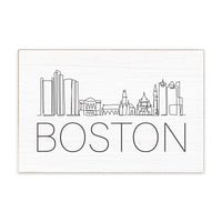Boston Line Art Skyline Block Sign