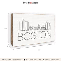 Boston Line Art Skyline Block Sign
