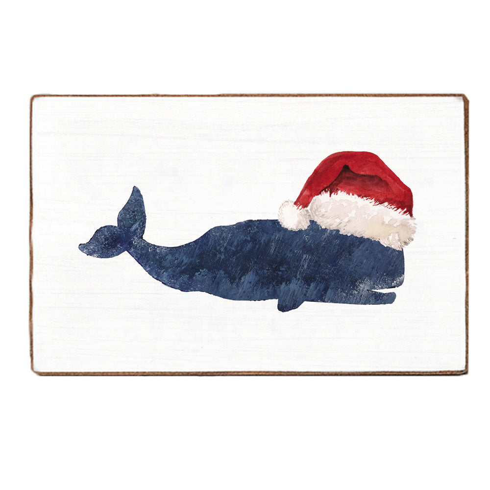 Santa Whale Block Sign