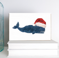 Santa Whale Block Sign