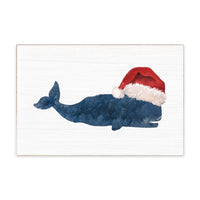 Santa Whale Block Sign