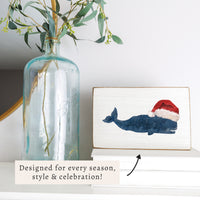Santa Whale Block Sign