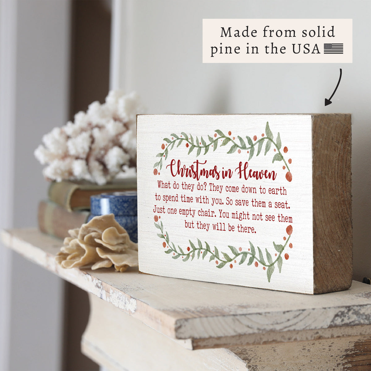 Christmas In Heaven Block Sign