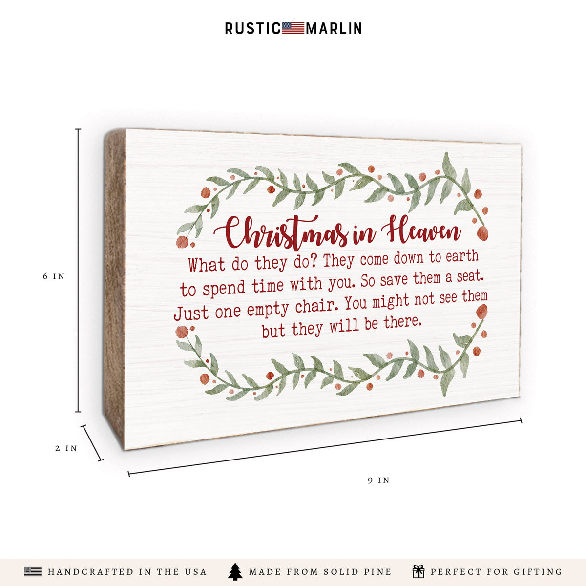 Christmas In Heaven Block Sign