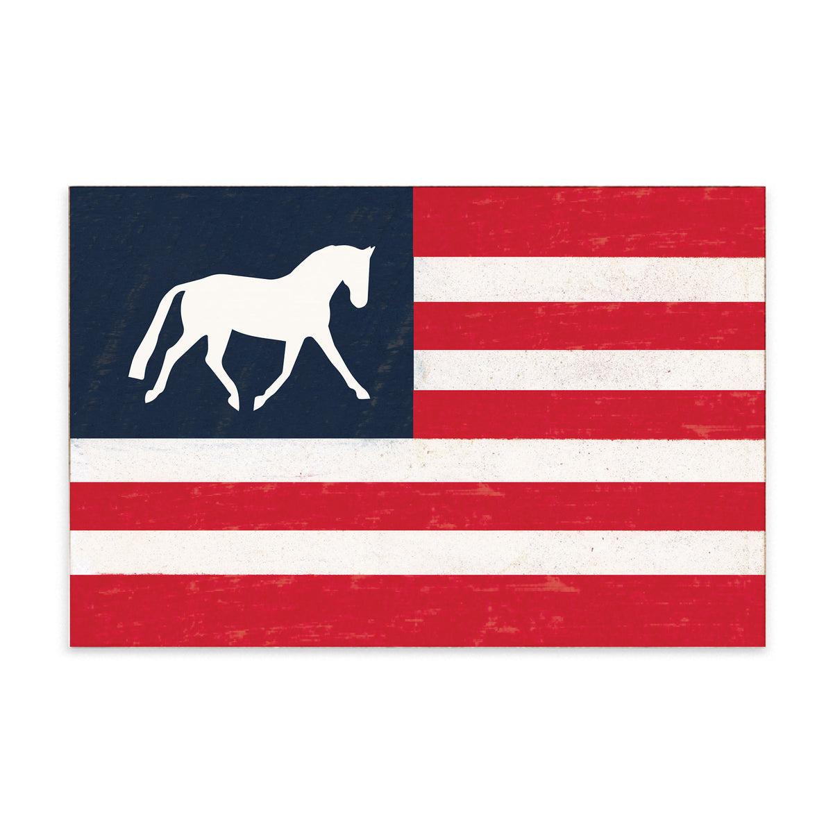 Horse American Flag Block Sign