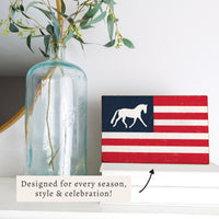 Horse American Flag Block Sign