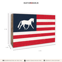 Horse American Flag Block Sign