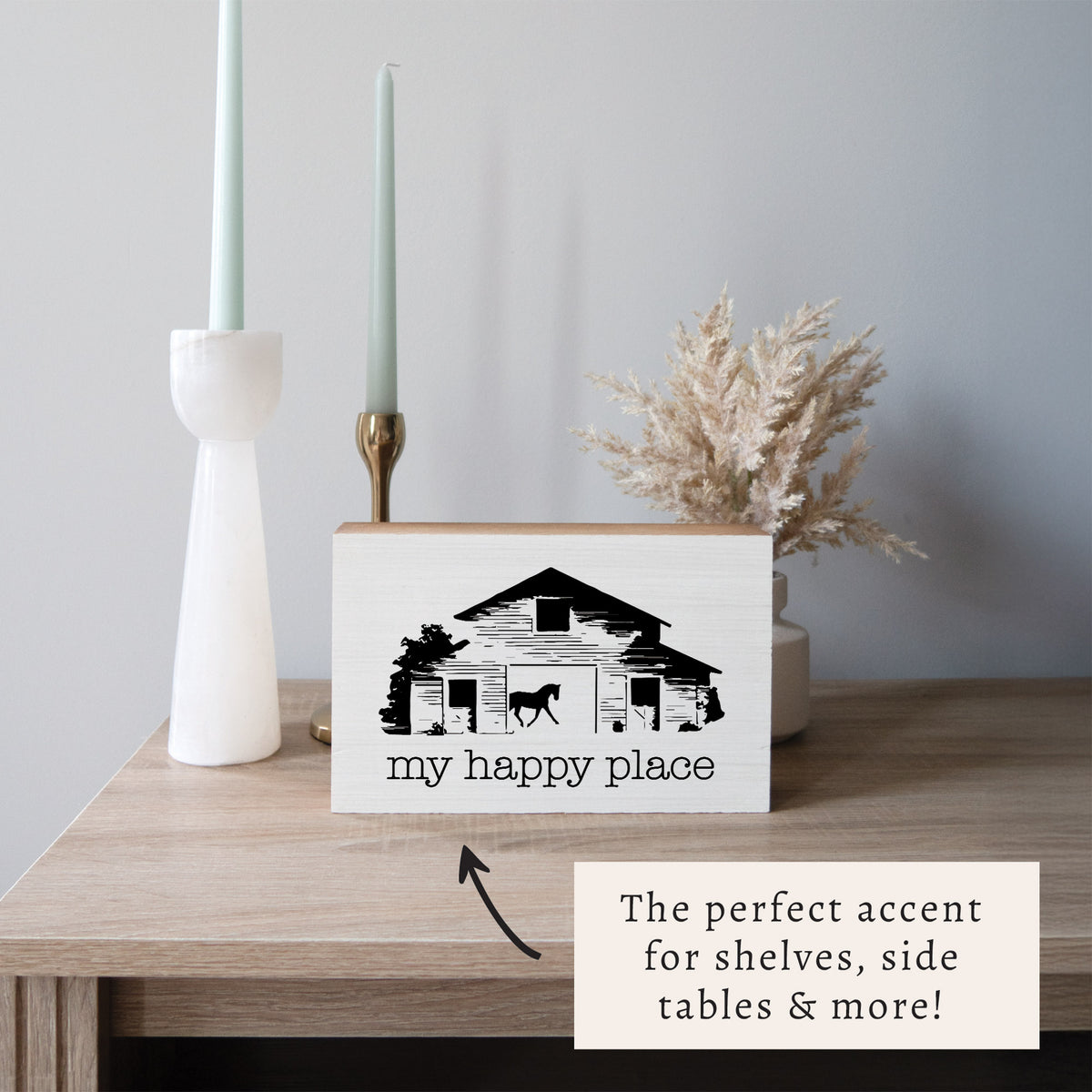 Barn My Happy Place Block Sign
