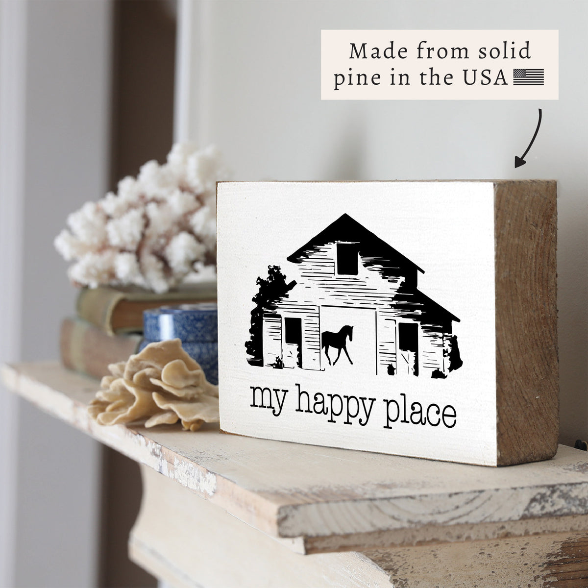 Barn My Happy Place Block Sign