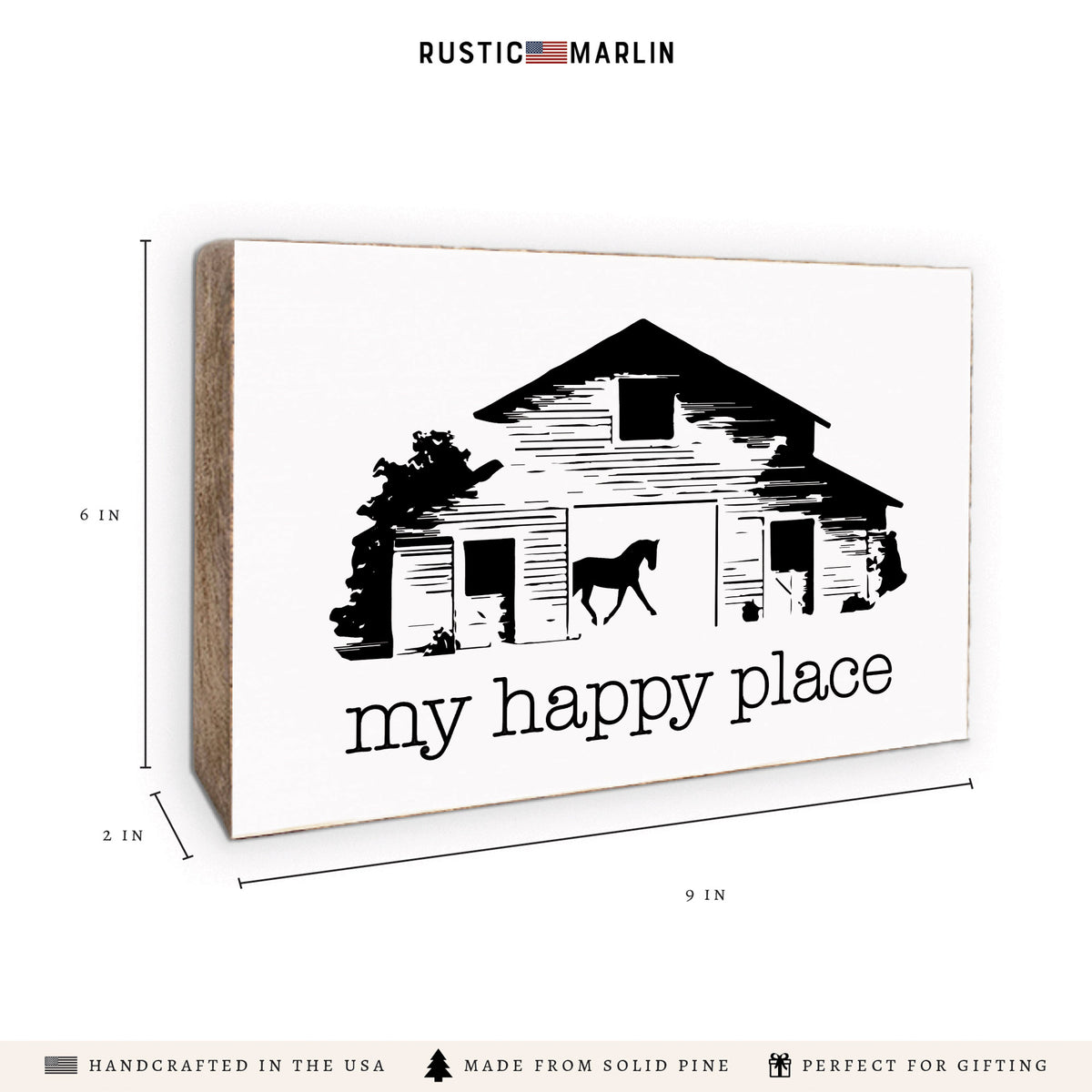 Barn My Happy Place Block Sign