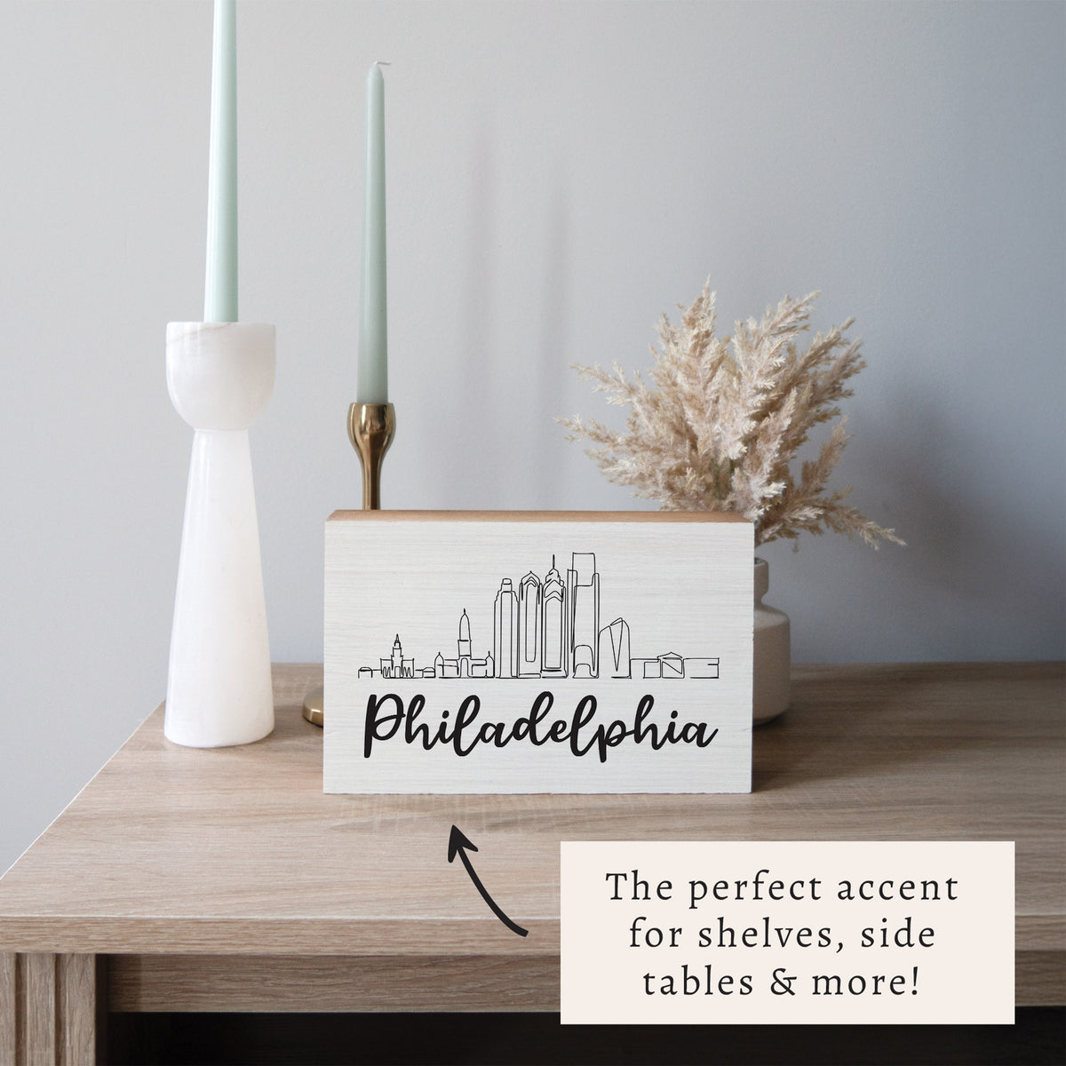 Philadelphia Skyline Block Sign