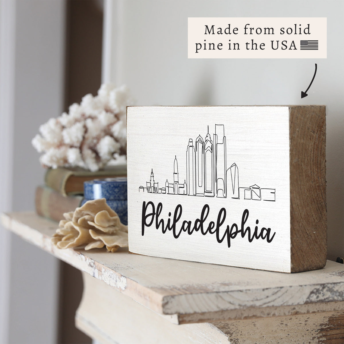 Philadelphia Skyline Block Sign