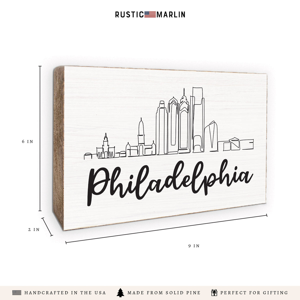 Philadelphia Skyline Block Sign