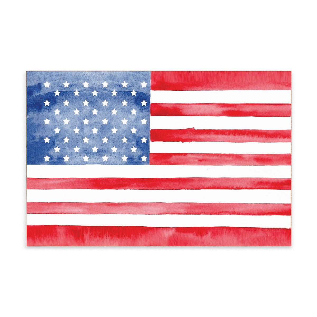 American Flag Watercolor Block Sign