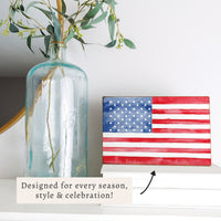American Flag Watercolor Block Sign