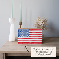 American Flag Watercolor Block Sign