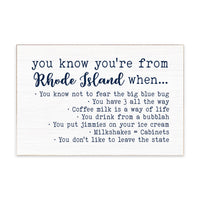 You Know You're From Rhode Island Block Sign