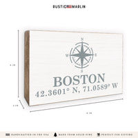 Compass + Coordinates Personalized Block Sign