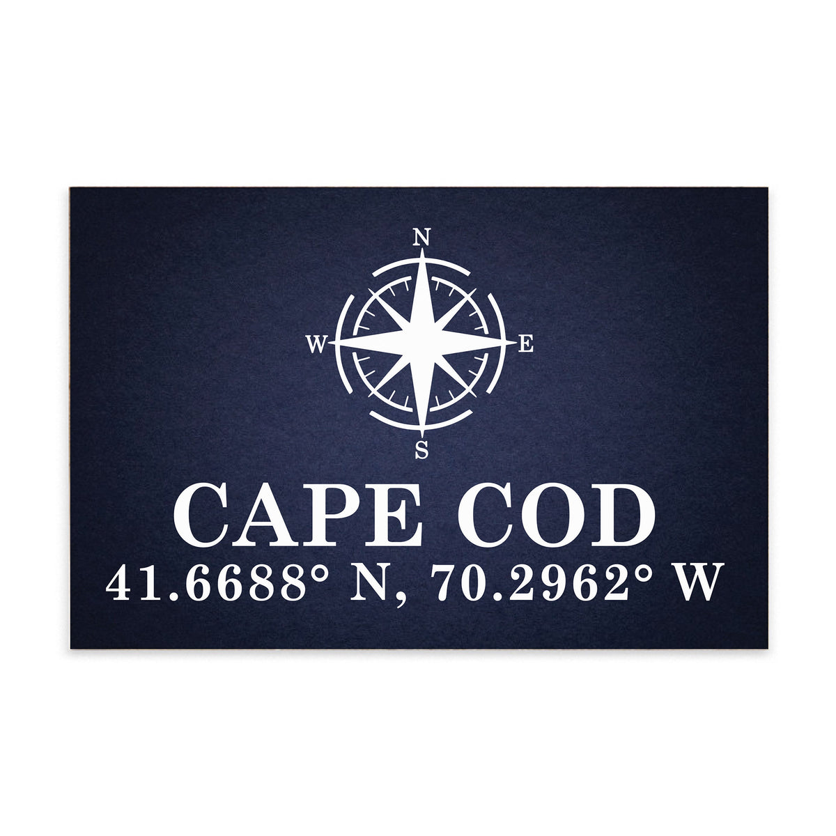 Compass + Coordinates Navy Personalized Block Sign