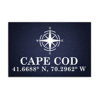 Compass + Coordinates Navy Personalized Block Sign