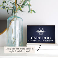 Compass + Coordinates Navy Personalized Block Sign