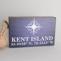 Compass + Coordinates Navy Personalized_Yes XL Block Sign