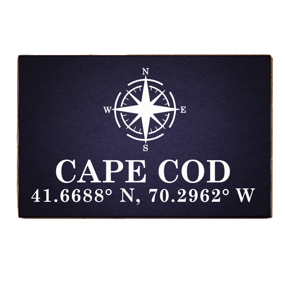 Compass + Coordinates Navy Personalized_Yes XL Block Sign